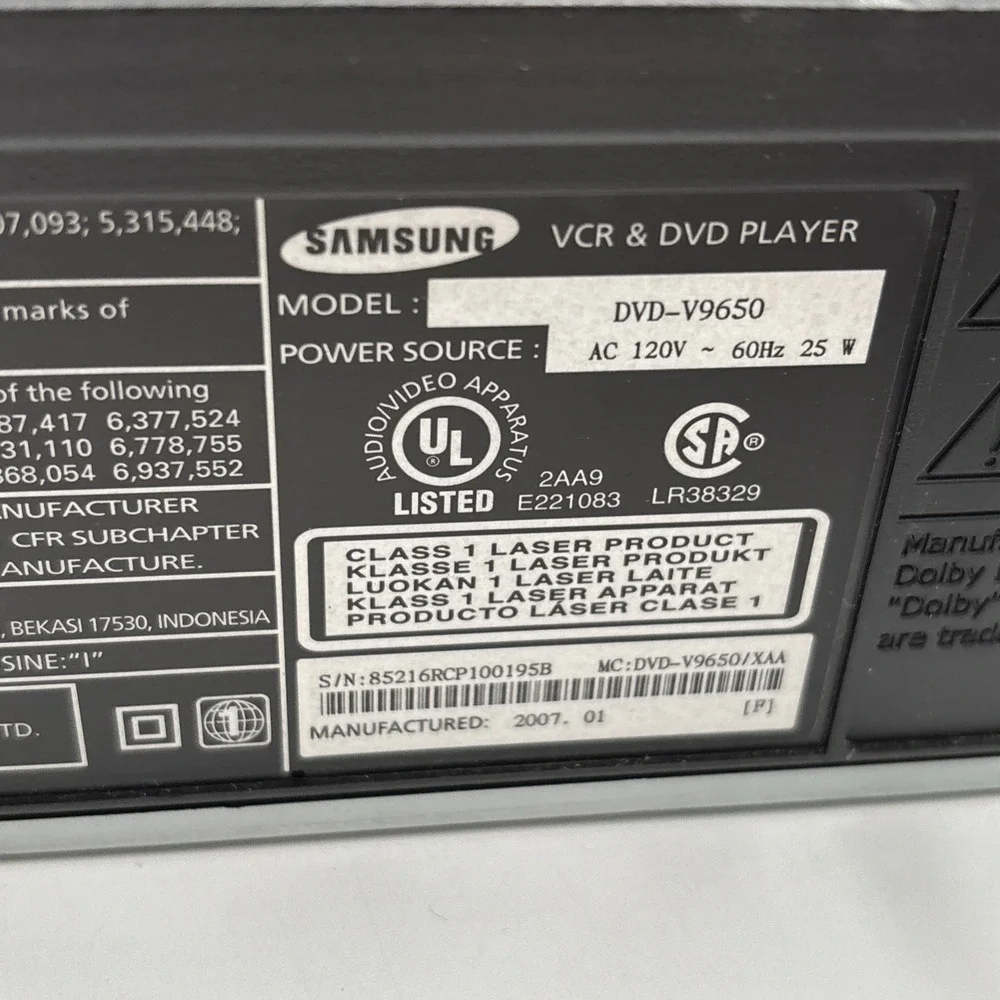 Samsung DVD VHS VCR Combo Player DVD-V9650 HDMI 1080 No Remote w/ Cables TESTED